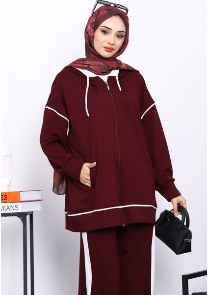 Mürdüm Kapşonlu Garnili Modal Takım modelleri