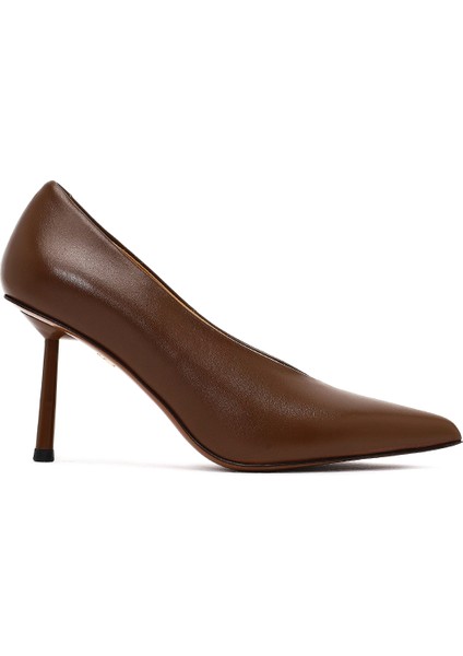 Kadın Kahverengi Ince Topuklu Deri Stiletto 25AFD100618