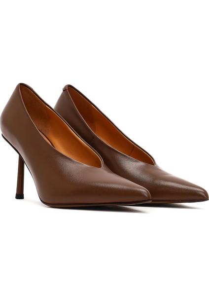 Kadın Kahverengi Ince Topuklu Deri Stiletto 25AFD100618 modelleri
