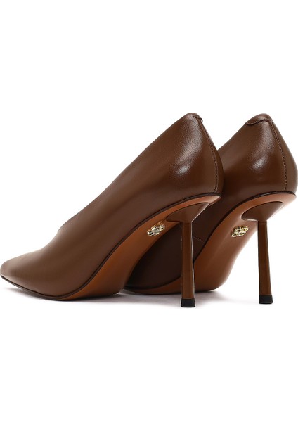 Kadın Kahverengi Ince Topuklu Deri Stiletto 25AFD100618