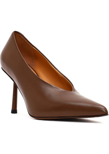 Kadın Kahverengi Ince Topuklu Deri Stiletto 25AFD100618