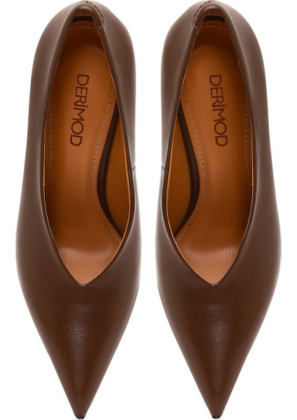 Kadın Kahverengi Ince Topuklu Deri Stiletto 25AFD100618