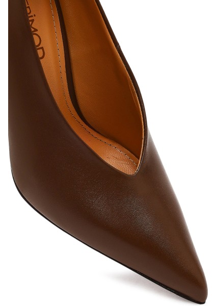 Kadın Kahverengi Ince Topuklu Deri Stiletto 25AFD100618