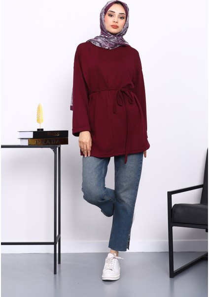 Mürdüm Yanları Yırtmaçlı Bel İpli Tunik fiyatları