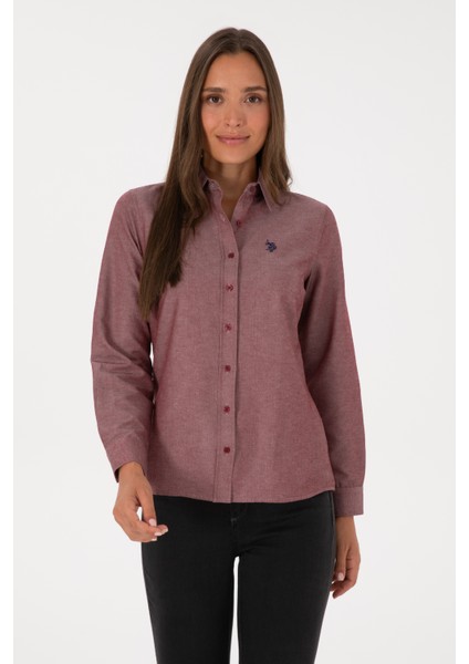 Kadın Bordo Gömlek Basic 50316711-VR014