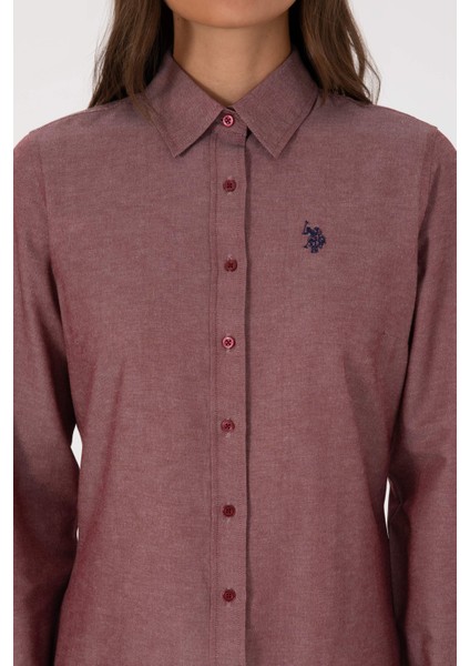 Kadın Bordo Gömlek Basic 50316711-VR014