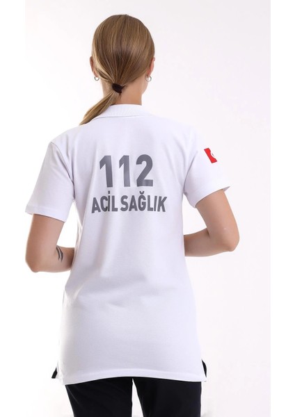 112 Acil Sağlık Yakalı Tshirt Kısa Kol Baskılı - Beyaz fiyatları