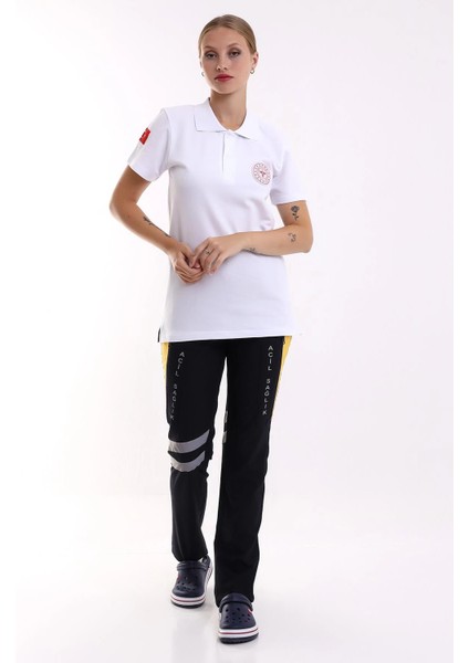 112 Acil Sağlık Yakalı Tshirt Kısa Kol Baskılı - Beyaz modelleri