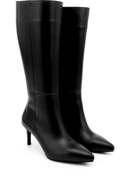 Kadın Siyah Platinum Fermuarlı İnce Topuklu Hakiki Deri Çizme fiyatları
