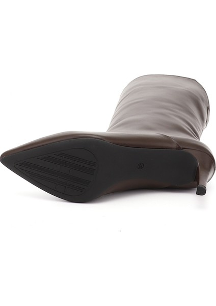 Kadın Kahverengi Platinum Fermuarlı İnce Topuklu Hakiki Deri Çizme fırsatları