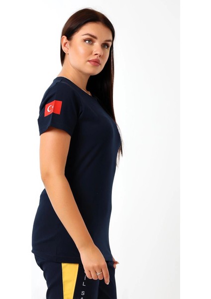 Paramedik Yuvarlak Yaka Penye Kısa Kol Tshirt - Lacivert indirimleri