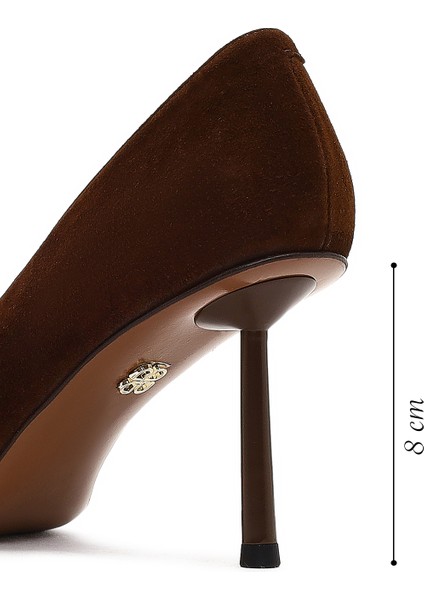 Kadın Kahverengi Ince Topuklu Süet Deri Stiletto 25AFD100710 fiyatları