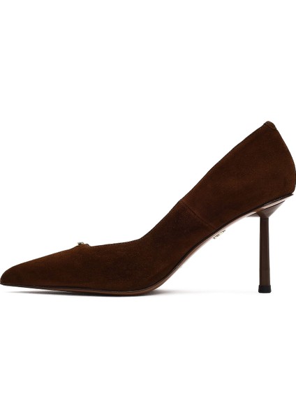 Kadın Kahverengi Ince Topuklu Süet Deri Stiletto 25AFD100710 fırsatları