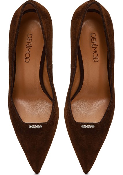 Kadın Kahverengi Ince Topuklu Süet Deri Stiletto 25AFD100710