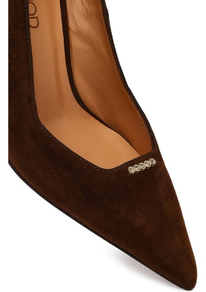 Kadın Kahverengi Ince Topuklu Süet Deri Stiletto 25AFD100710