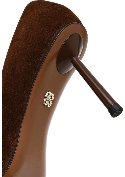 Kadın Kahverengi Ince Topuklu Süet Deri Stiletto 25AFD100710