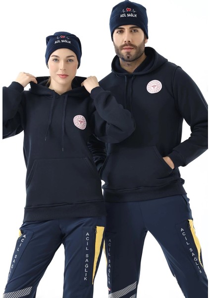 112 Acil Sağlık Unisex Kapüşonlu Sweatshirt - Lacivert
