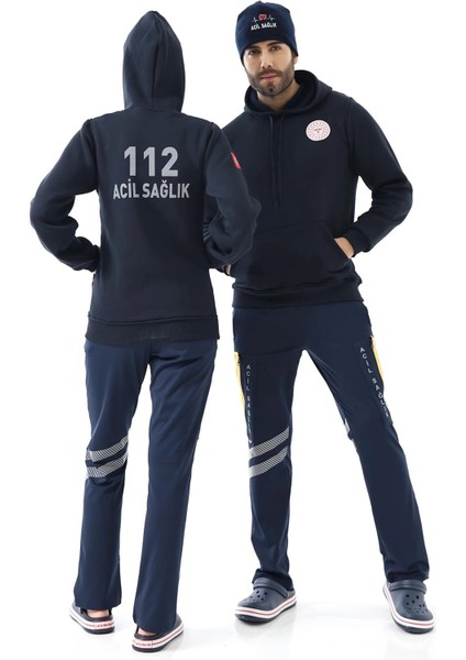 112 Acil Sağlık Unisex Kapüşonlu Sweatshirt - Lacivert fiyatları