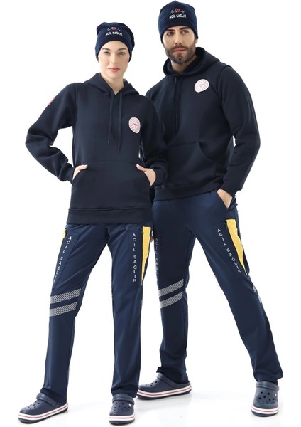 112 Acil Sağlık Unisex Kapüşonlu Sweatshirt - Lacivert fırsatları