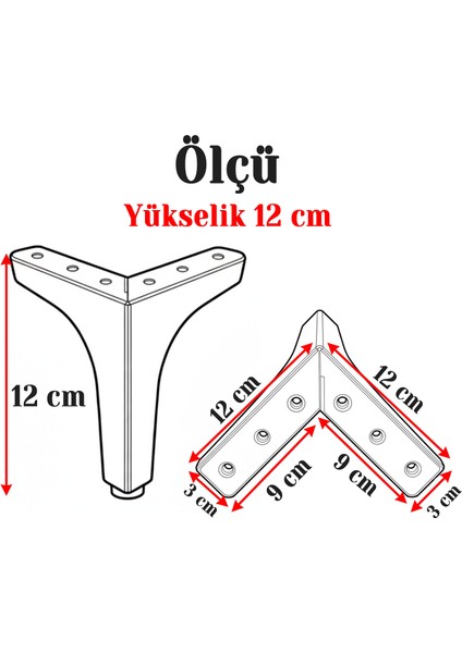 Mobilya Ayağı Dayanıklı Modern Tasarım Koltuk Sehpa Masa Tv Ünitesi 12 cm Krom Gümüş Metal 4 Adet fırsatları