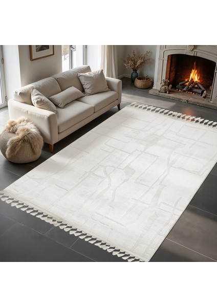 Alaçatı Püsküllü Parça Halı 150X230 Wolt A.bej