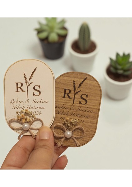 25 Adet Elips Ahşap Magnet Söz Nişan Kına Nikah Hediyelik Organizasyon Magneti (ELİPS01)