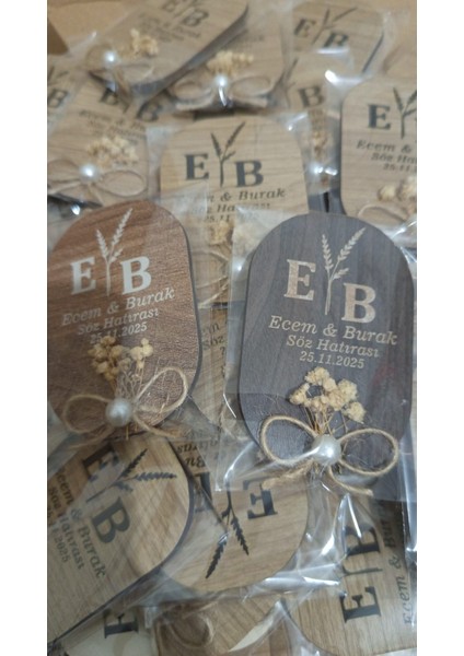 25 Adet Elips Ahşap Magnet Söz Nişan Kına Nikah Hediyelik Organizasyon Magneti (ELİPS01)