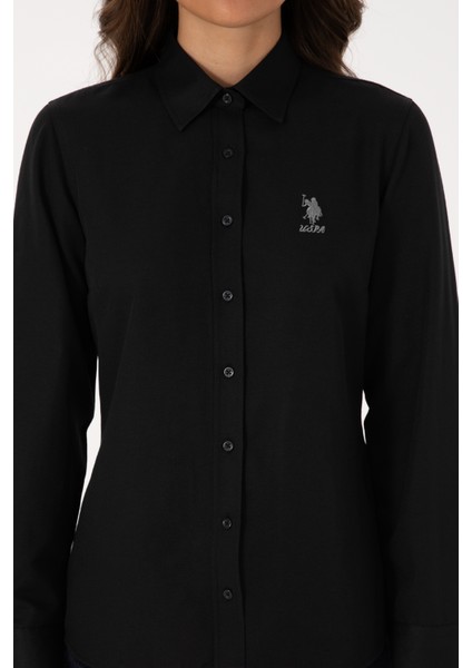 Kadın Siyah Gömlek Basic 50307990-VR046