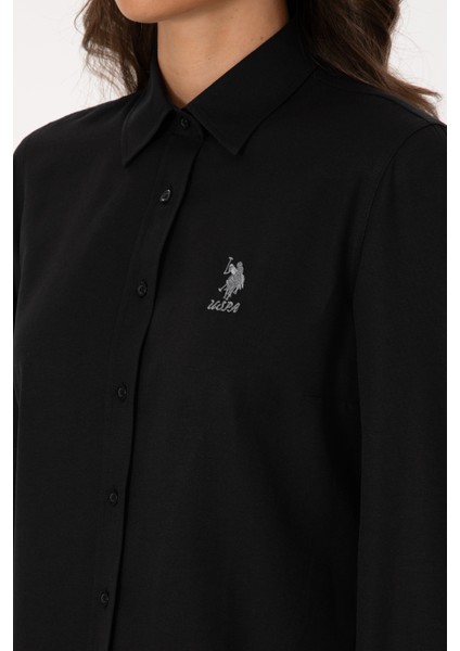 Kadın Siyah Gömlek Basic 50307990-VR046