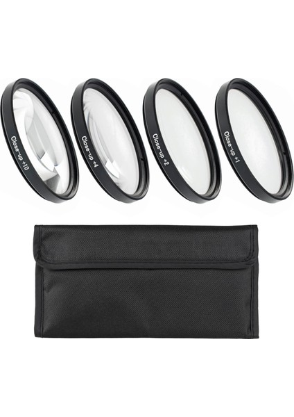 40.5mm Close-Up Filtre Seti – 4’lü Diyopter (+1, +2, +4, +10) | Optik Cam | Taşıma Çantalı