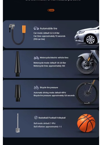 WY-006 Taşınabilir Akıllı Kablosuz Hava Kompresörü - Dijital Ekranlı Şarj Edilebilir Lastik Şişirme Pompası (150 Psı) modelleri