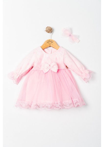 Kız Bebek Mevlütlük Dantelli Bandanalı Elbise