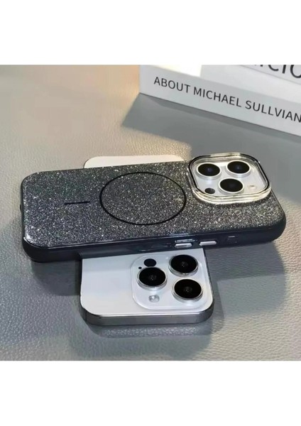 iPhone 16 Pro Kılıf Simli Parıltı Işıltı Luxury Renkli Magsafe Manyetik Wireless Şarj Özellikli