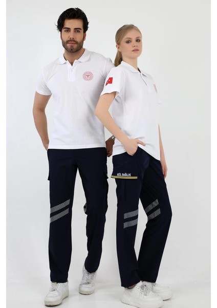 Acil Sağlık Yakalı Unisex Tshirt Kısa Kol Nakışlı - Beyaz fiyatları