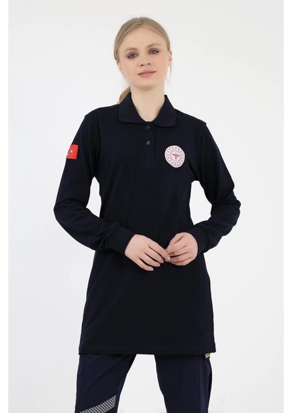 Acil Sağlık Yakalı Tshirt Tunik Nakışlı - Lacivert