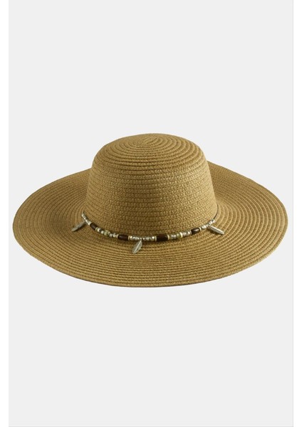 Techmrt Yaprak Boncuklu Hasır Şapka-Kahverengi fiyatları