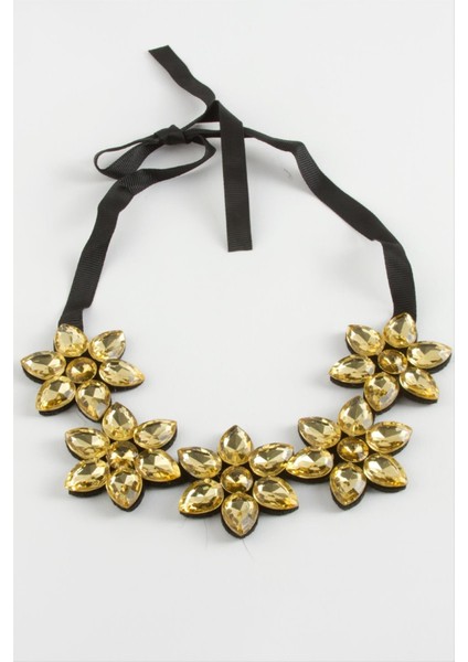 Techmrt Çiçek Taşlı Yaka Kolye-Sarı fiyatları