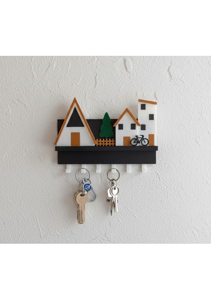 Minik Evler V2 Anahtarlık-Duvar Askılı Anahtarlık - Anahtarlık Askısı-Duvar Anahtarlığı (22X17 Cm) Duvar Anahtarlığı modelleri