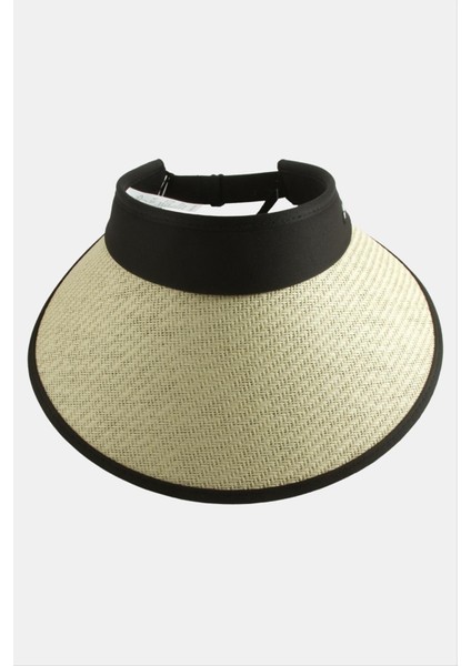 Techmrt Kasketli Hasır Plaj Şapkası-Pudra Rengi