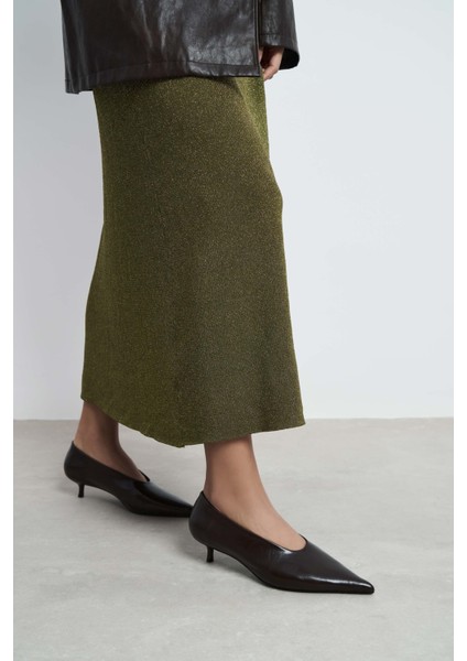 Brice Kahve Raşel Rustik Dokulu Kitten Heel Sivri Burun Kadın Topuklu Ayakkabı fiyatları