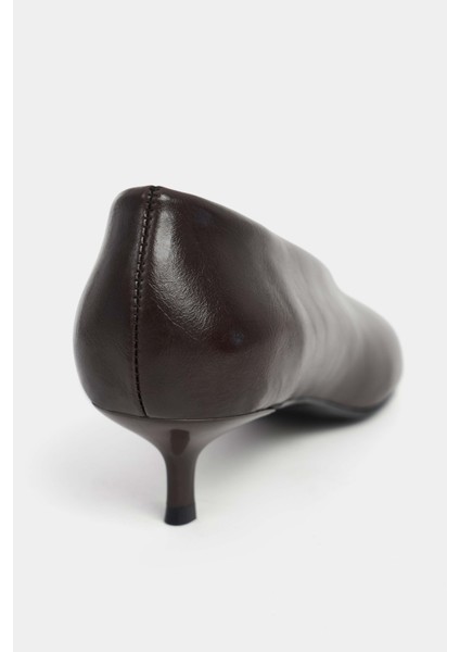 Brice Kahve Raşel Rustik Dokulu Kitten Heel Sivri Burun Kadın Topuklu Ayakkabı indirimleri