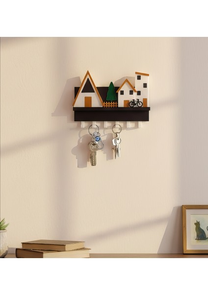 Minik Evler V2 Anahtarlık-Duvar Askılı Anahtarlık - Anahtarlık Askısı-Duvar Anahtarlığı (22X17 Cm) Duvar Anahtarlığı