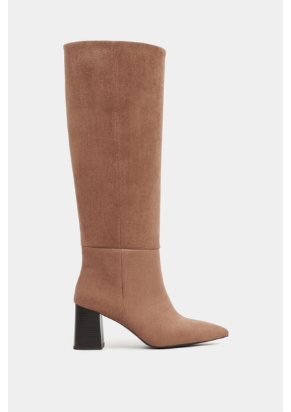 Briar Taba Süet Sivri Burun Kadın Topuklu Çizme