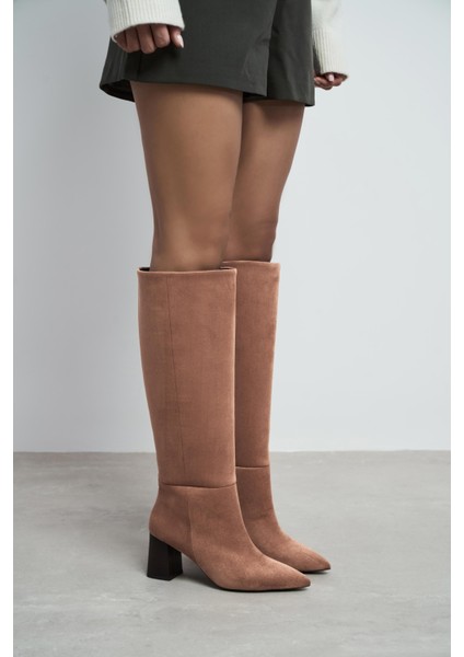 Briar Taba Süet Sivri Burun Kadın Topuklu Çizme fiyatları