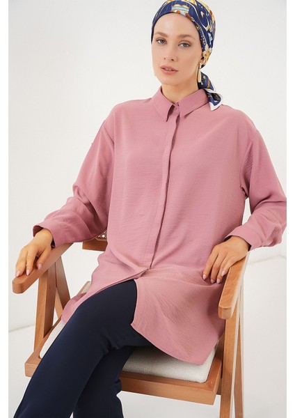 Kadın Bdart Rahat Kesim Uzun Kollu Düğmeli Gömlek Toz Pembe fiyatları