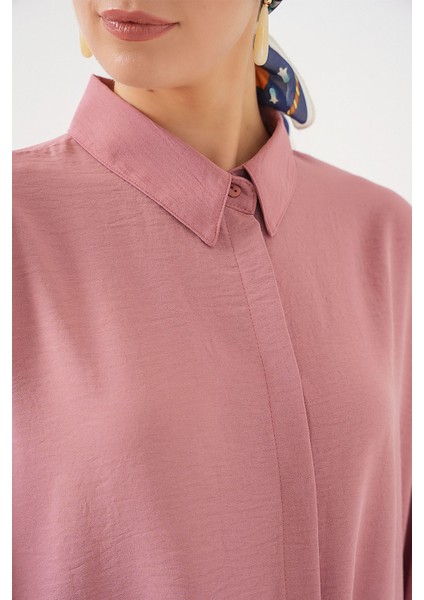 Kadın Bdart Rahat Kesim Uzun Kollu Düğmeli Gömlek Toz Pembe indirimleri