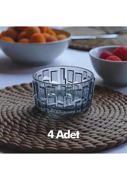4 Adet Kırılmaz Desenli Çerezlik 180 ml – Şeffaf Sunum Kasesi