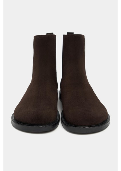 Chelsea Kahve Süet Hakiki Deri Lastik Detaylı Düz Taban Kadın Bot fırsatları