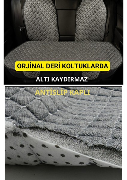 Terletmez Ergonomik,cepli Kaymaz Keten Oto Kılıf-Minder (7parça Set)