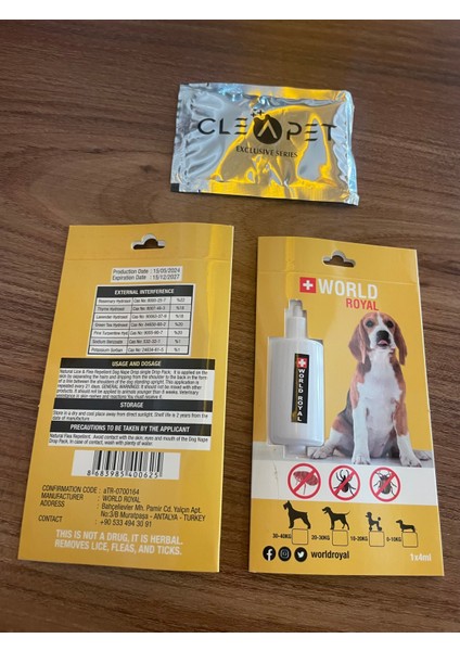 Köpek Dış P.arazit Bitkisel Damla ve Mendil